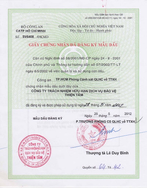 Giấy đăng ký mẫu dấu